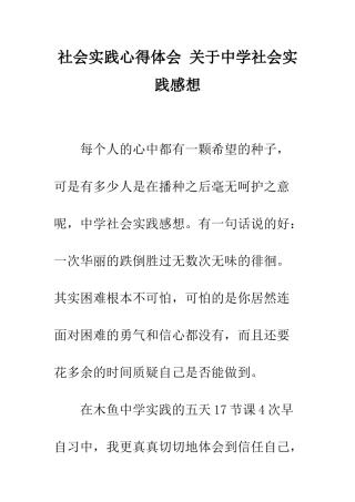 社会实践心得体会-关于中学社会实践感想