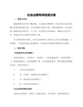 社会治理专项检查方案