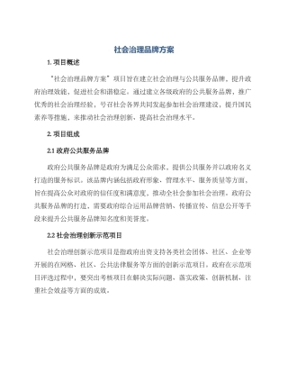 社会治理品牌方案