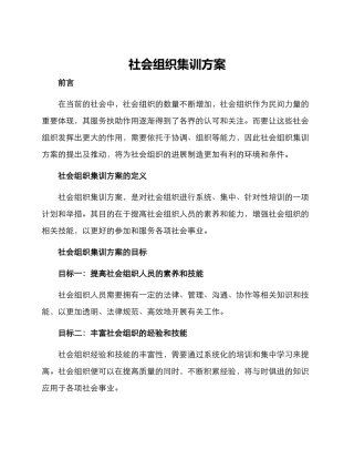 社会组织集训方案