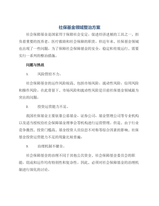 社保基金领域整治方案