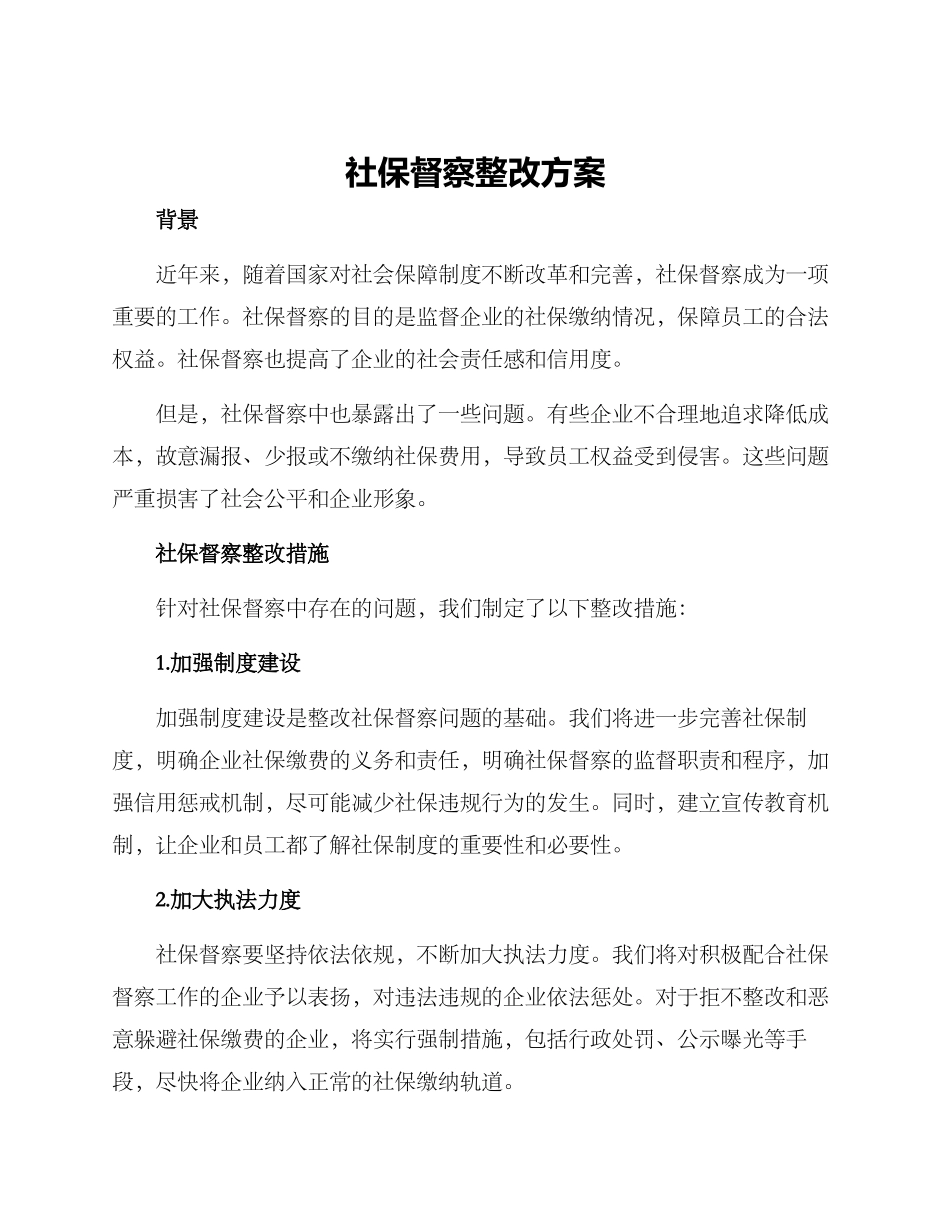社保督察整改方案_第1页