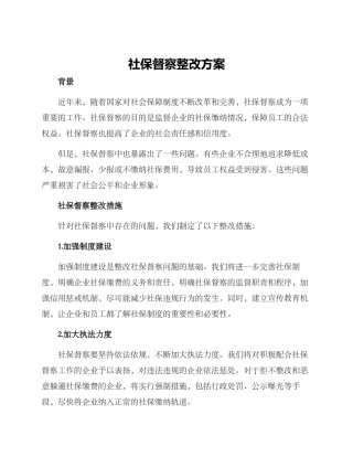 社保督察整改方案