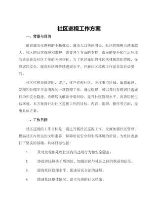 社区巡视工作方案