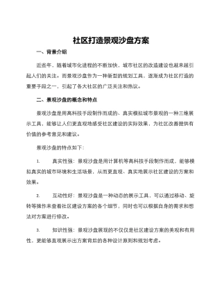 社区打造景观沙盘方案