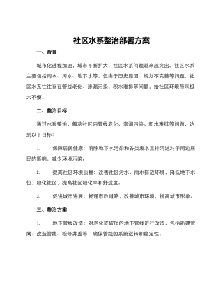 社区水系整治部署方案