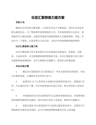 社区汇聚慈善力量方案