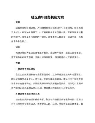 社区青年服务机制方案
