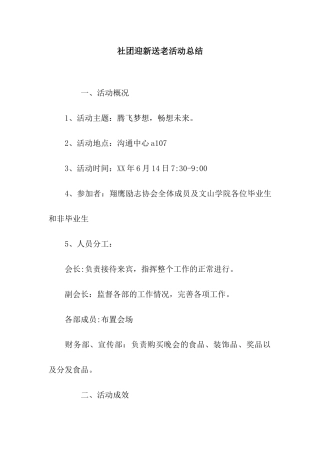 社团迎新送老活动总结