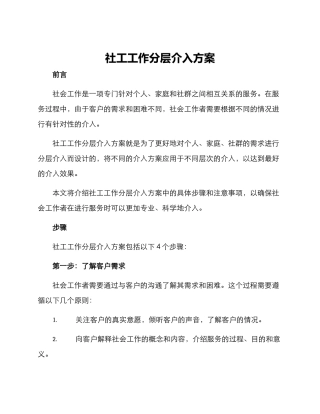 社工工作分层介入方案