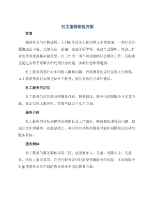 社工服务定位方案