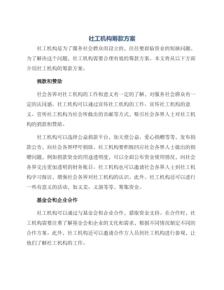 社工机构筹款方案