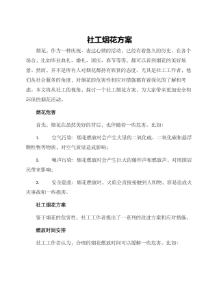社工烟花方案