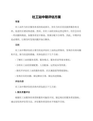 社工站中期评估方案