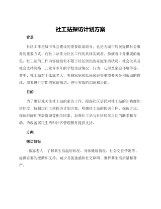 社工站探访计划方案