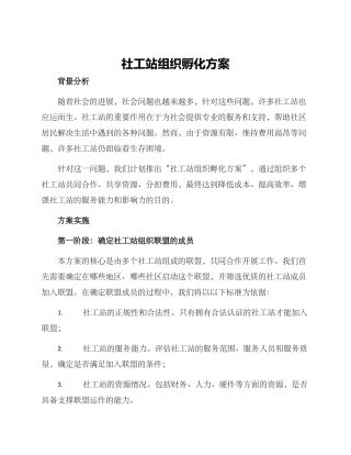社工站组织孵化方案
