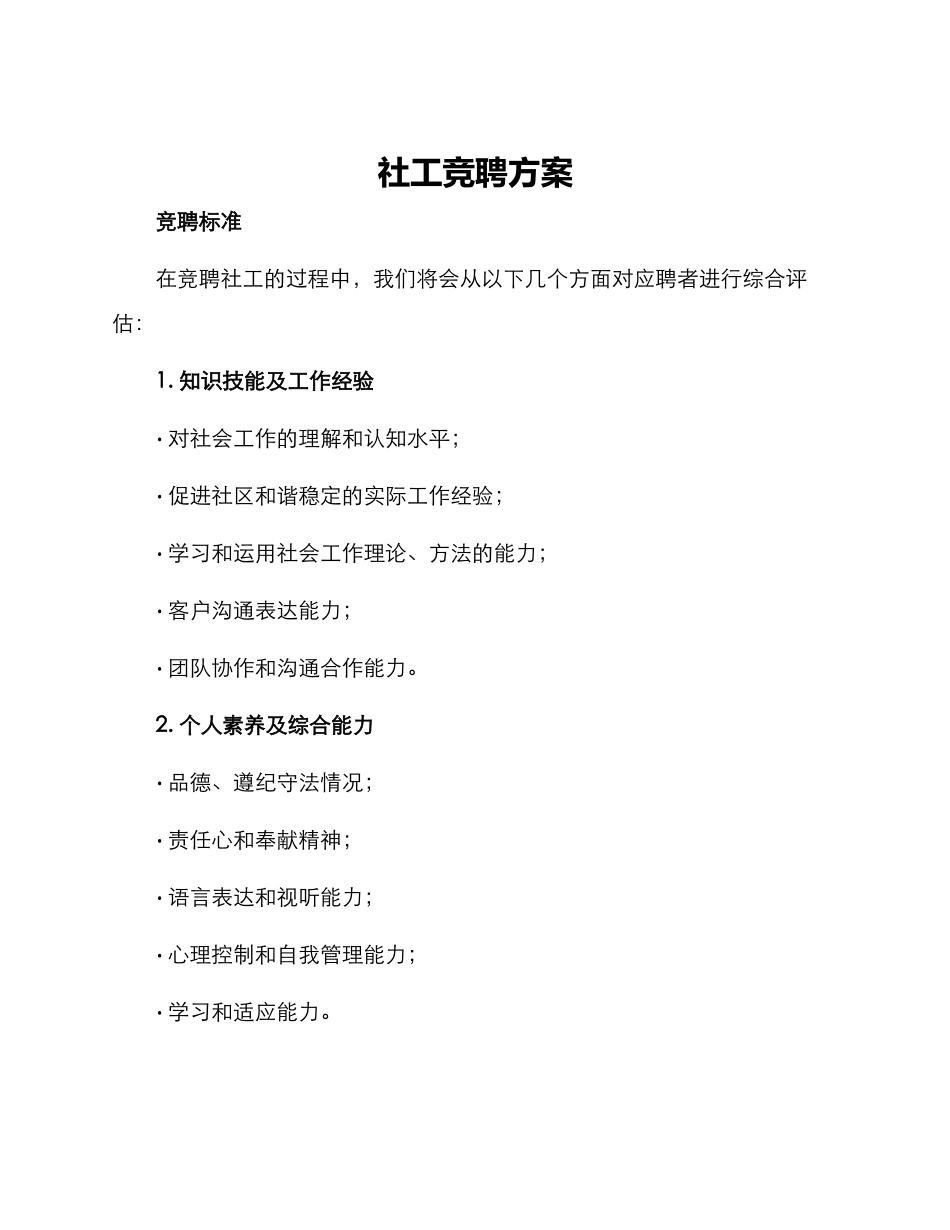 社工竞聘方案_第1页