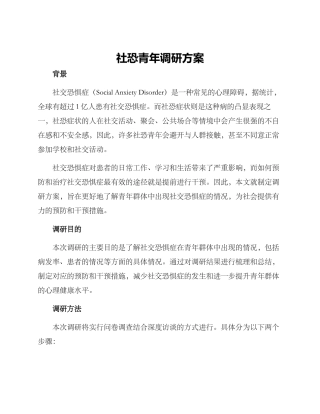 社恐青年调研方案