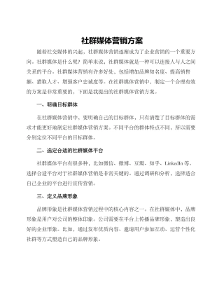 社群媒体营销方案