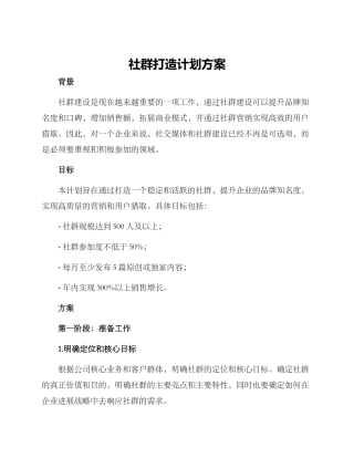 社群打造计划方案