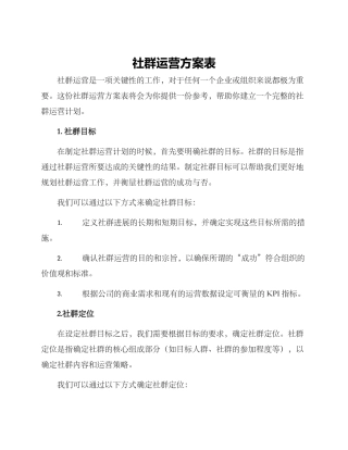 社群运营方案表