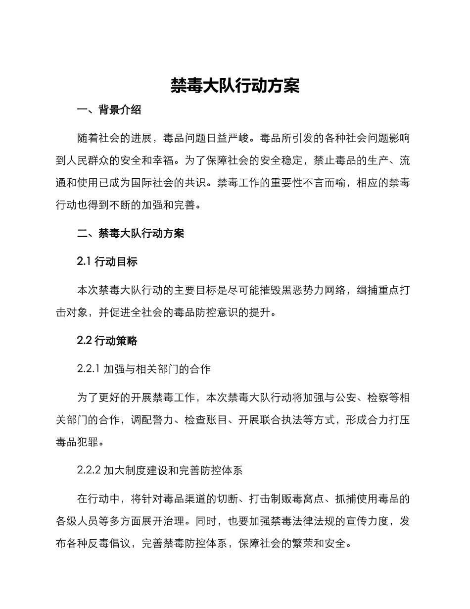 禁毒大队行动方案_第1页