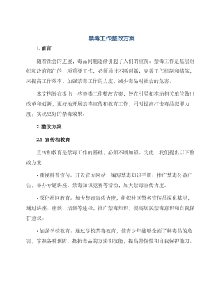 禁毒工作整改方案