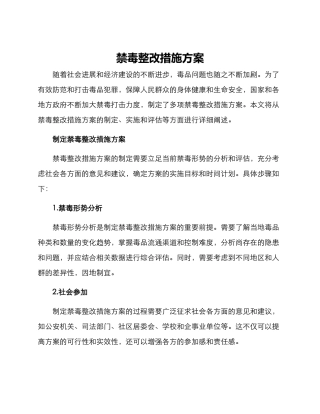 禁毒整改措施方案