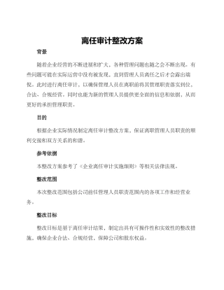 离任审计整改方案
