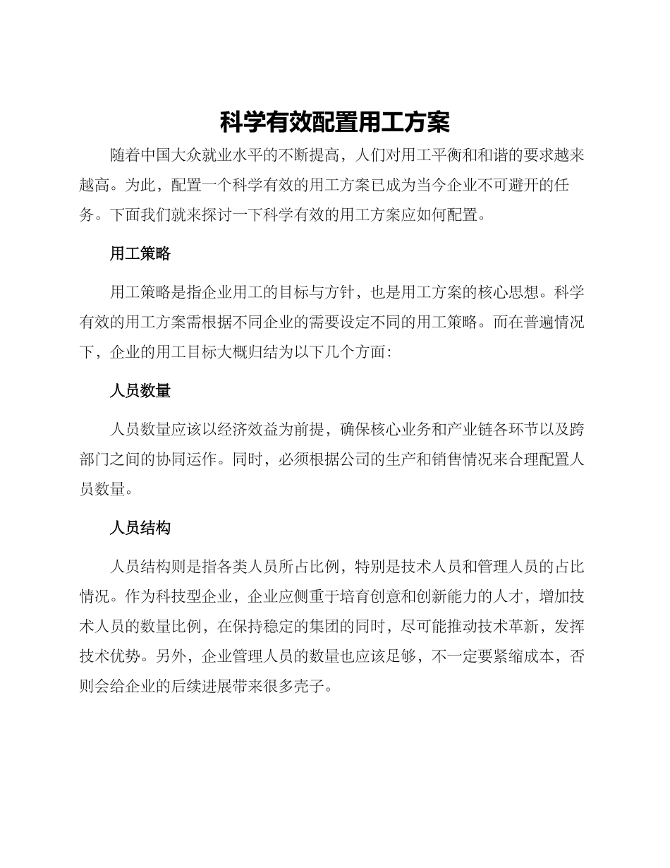 科学有效配置用工方案_第1页