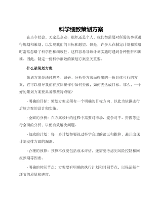 科学细致策划方案