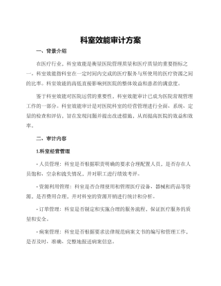 科室效能审计方案