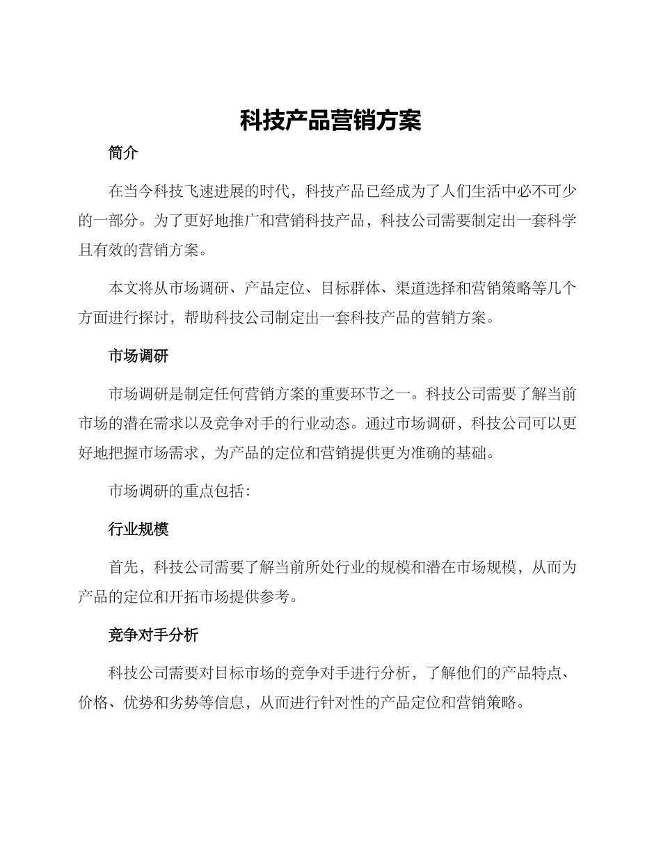 科技产品营销方案_第1页