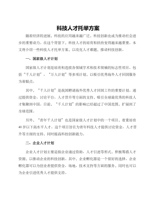 科技人才托举方案