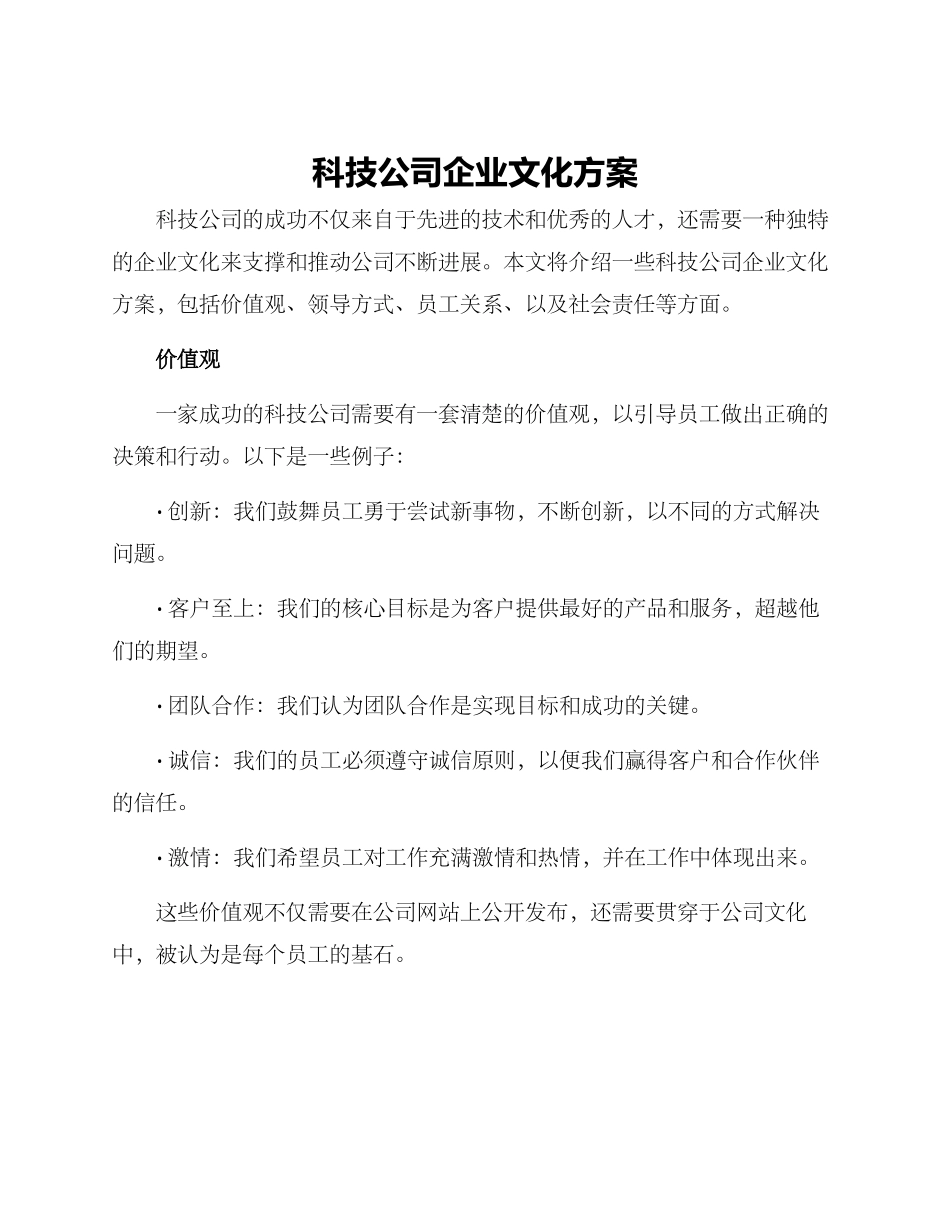 科技公司企业文化方案_第1页