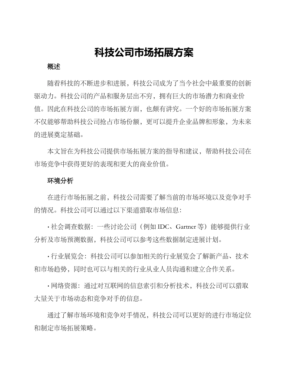 科技公司市场拓展方案_第1页