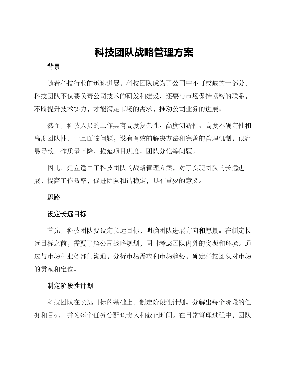 科技团队战略管理方案_第1页