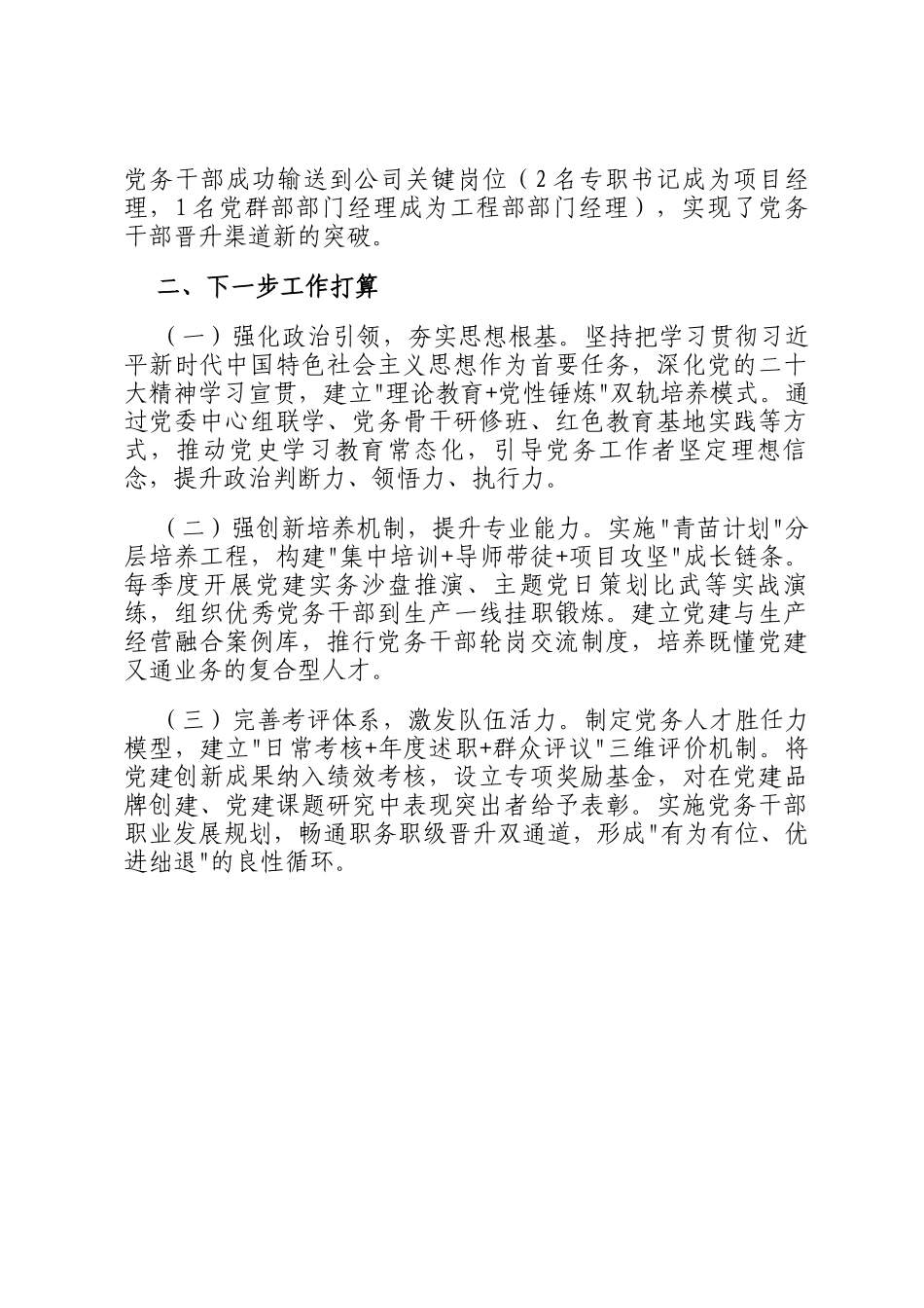 国有企业党务干部队伍建设工作情况报告_第3页