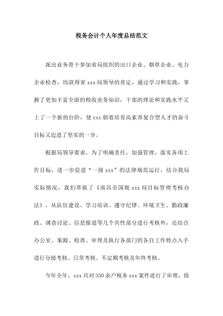 税务会计个人年度总结范文
