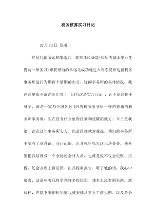 税务核算实习日记