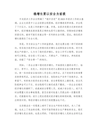 稳增长要以安全为前提