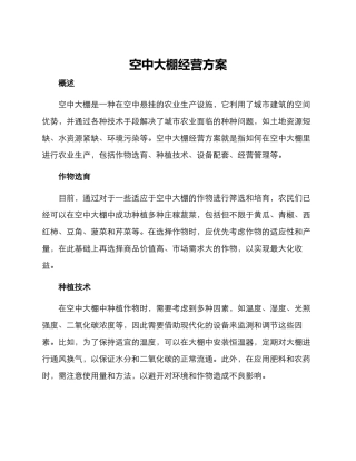 空中大棚经营方案