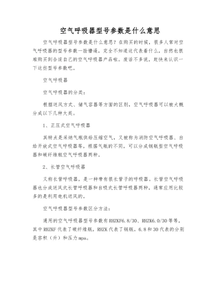 空气呼吸器型号参数是什么意思