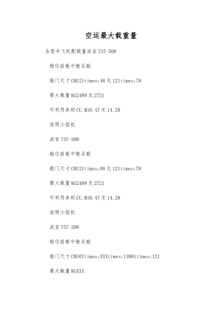 空运最大载重量