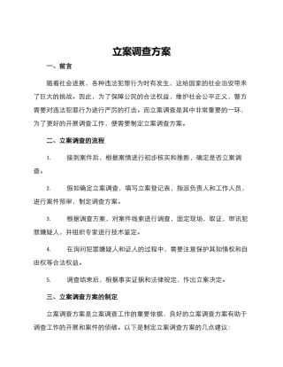 立案调查方案