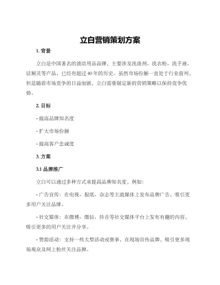 立白营销策划方案