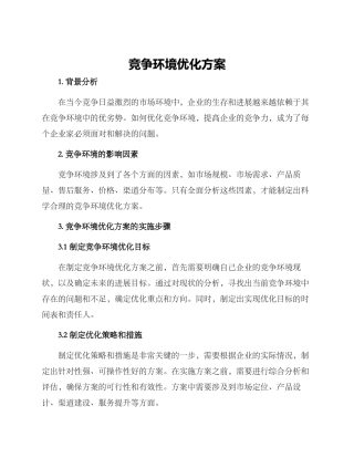 竞争环境优化方案