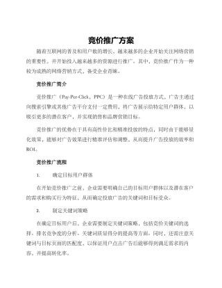 竞价推广方案
