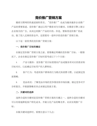 竞价推广营销方案