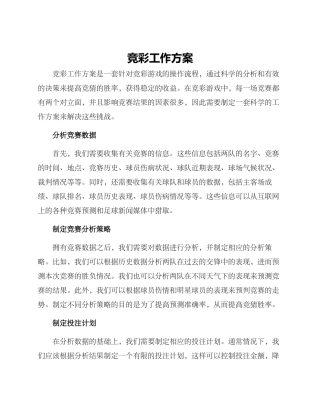 竞彩工作方案